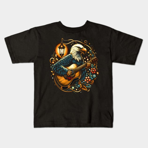 Melodic Flight: Eagle Strumming Guitar Kids T-Shirt by coollooks